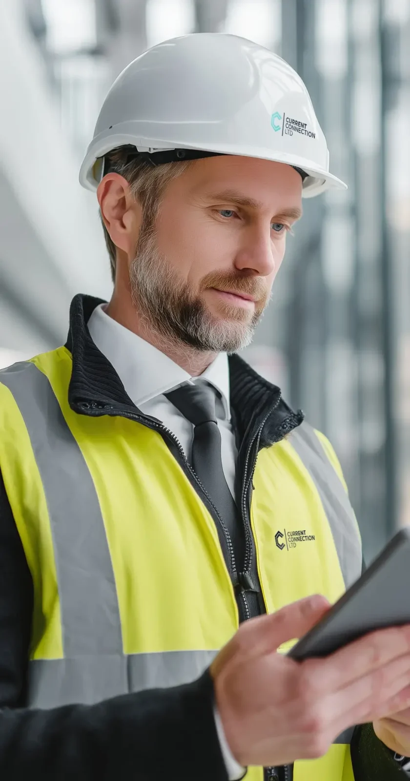 Current Connection engineer looking at tablet