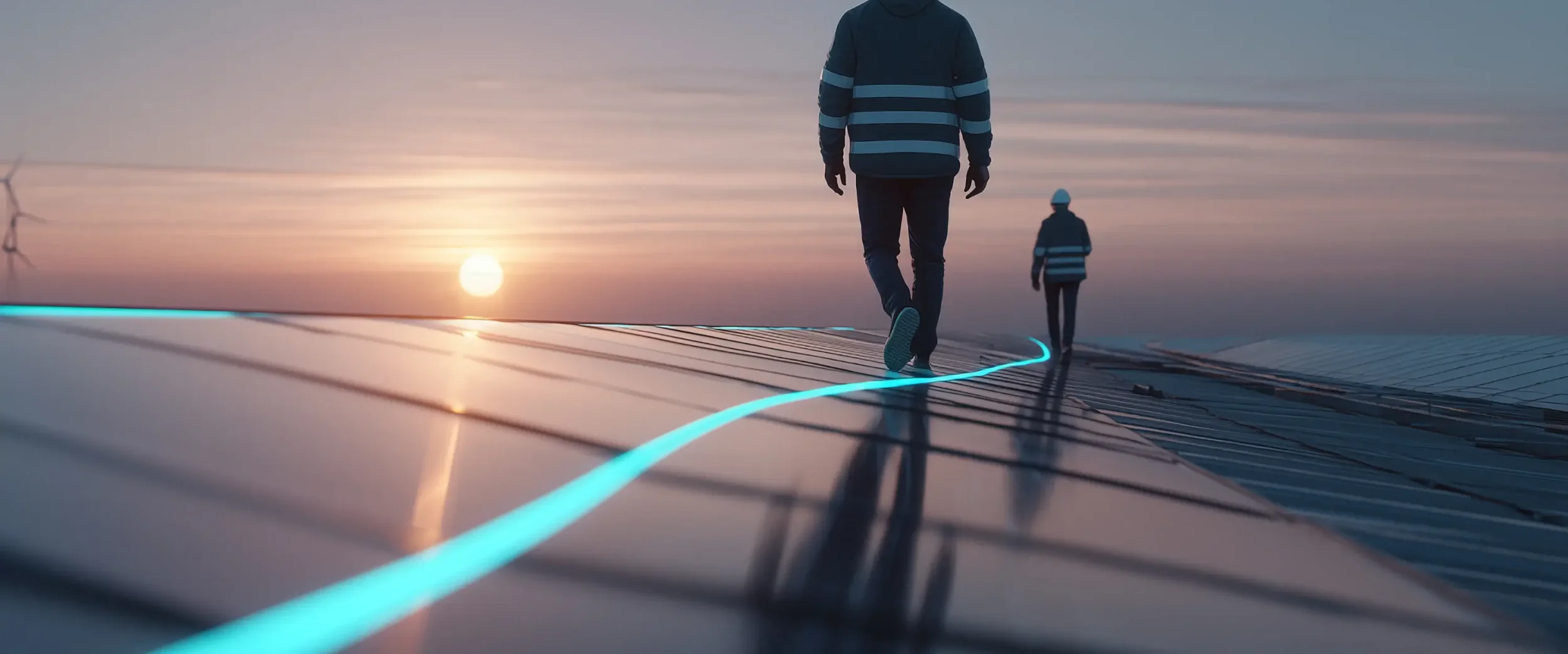 Workmen fitting solar panels